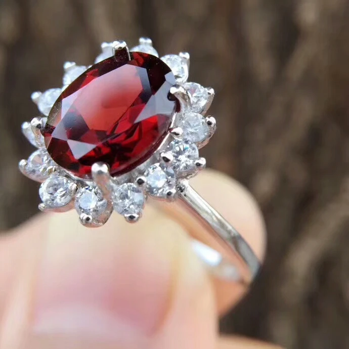 KJJEAXCMY Fine jewelry 925 pure silver inlaid with natural garnet rings. | Украшения и аксессуары