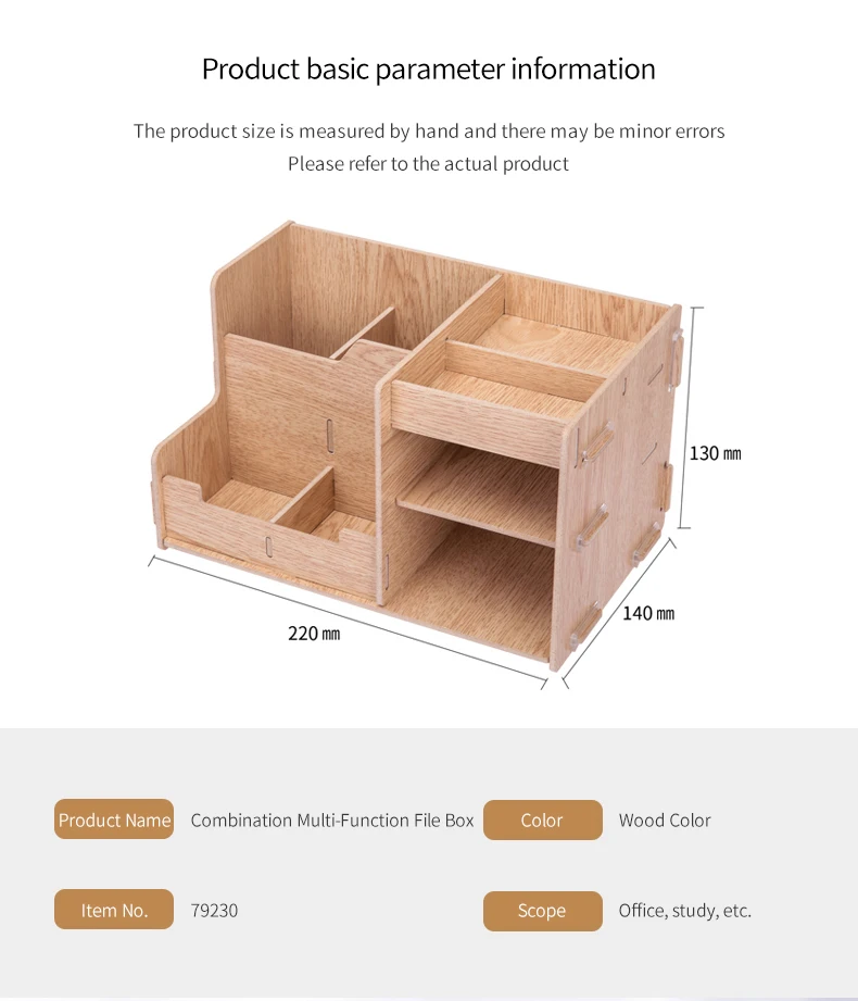 Деревянный лоток для документов DIY Настольный ящик для хранения многофункциональная ручка карандаш файл держатель офисный стол органайзер школьные принадлежности 79230