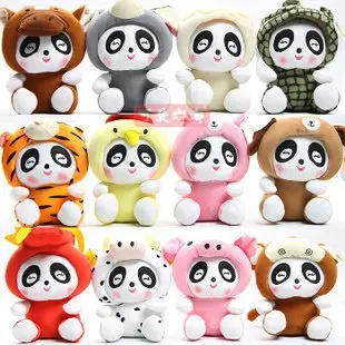 

Freeshipping 12 zodiac sign panda plush toys 12pcs/set 4sets/lot