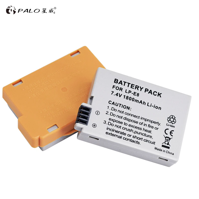 PALO 2Pcs 7.4V 1800mah LP-E8 LP E8 LPE8 Digital Camera Battery For Canon EOS 600D 650D 550D 700D T4i T5i Rebel T2i | Электроника