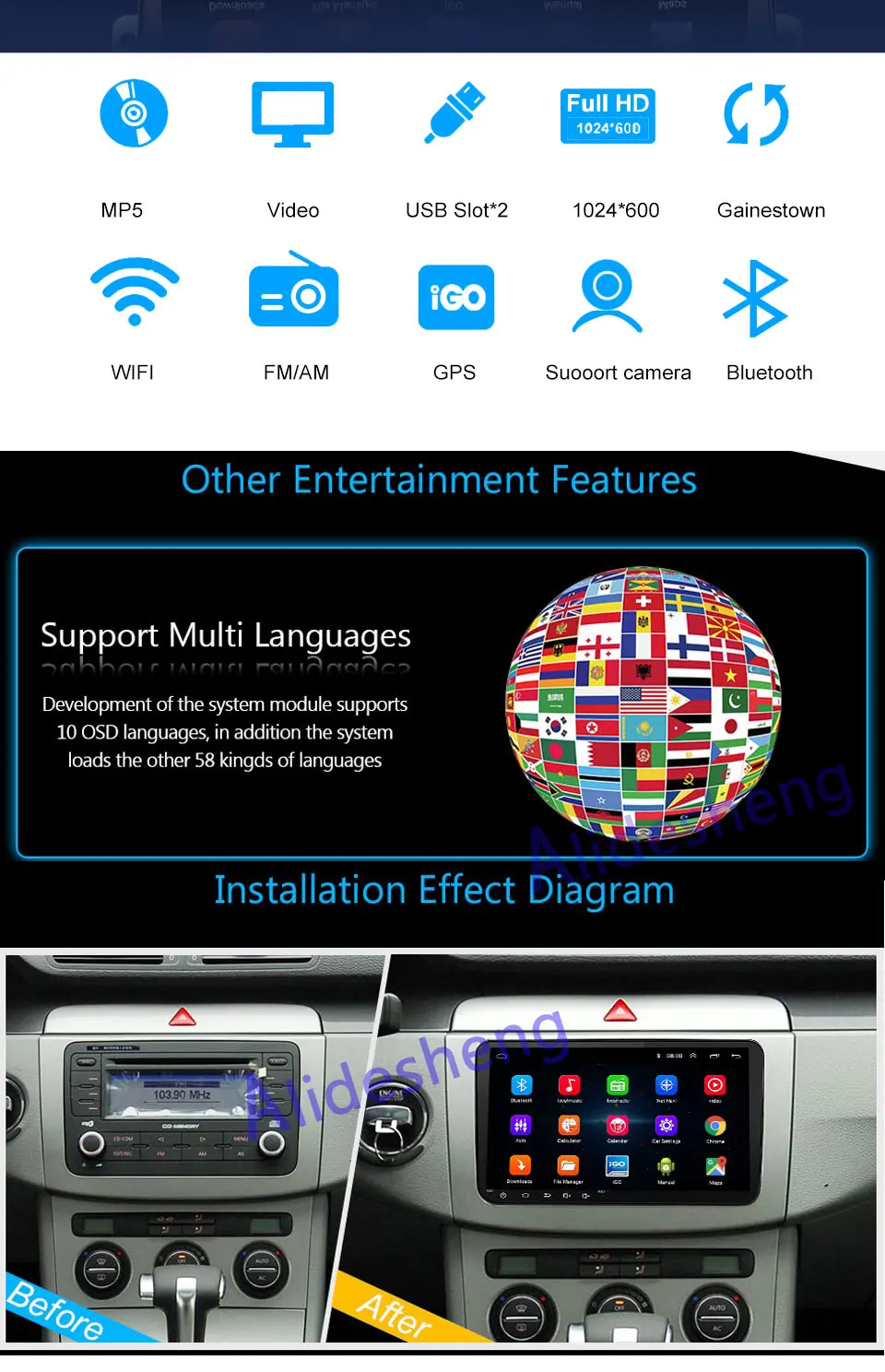Android 8,1 автомобильный мультимедийный плеер для VW Volkswagen Golf Polo Tiguan Passat b7 b6 SEAT leon Skoda Octavia gps навигация 2 Din