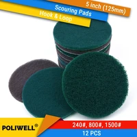 12pcs 5 inch 125mm round hookloop industrial scouring pads heavy duty 2408001500 nylon polishing pad for kitchen cleaning