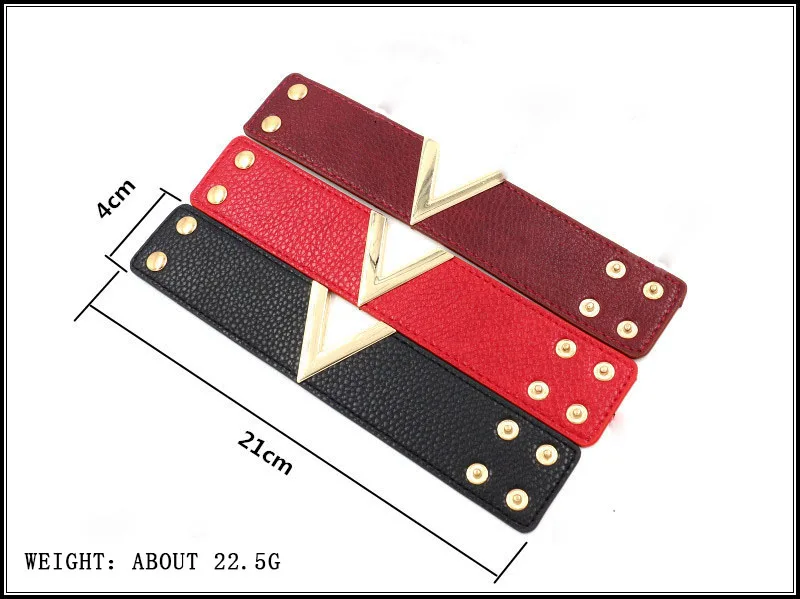 Fashion Leather personality V word charm Bracelet Simple design All Match Women Wrap Wristband trend Jewelry | Украшения и