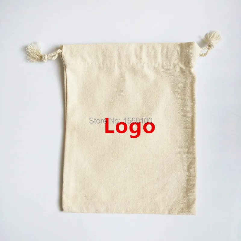 Customized Cotton drawstring bag (100pcs/lot) 15x20cm promotional gift bag eco-friendly bag for packaging