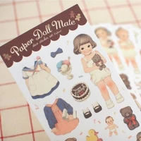 mqstyle 6pcspack new 2019 cute creative stickers paper girl combination paper doll mate stationery sticker h0128