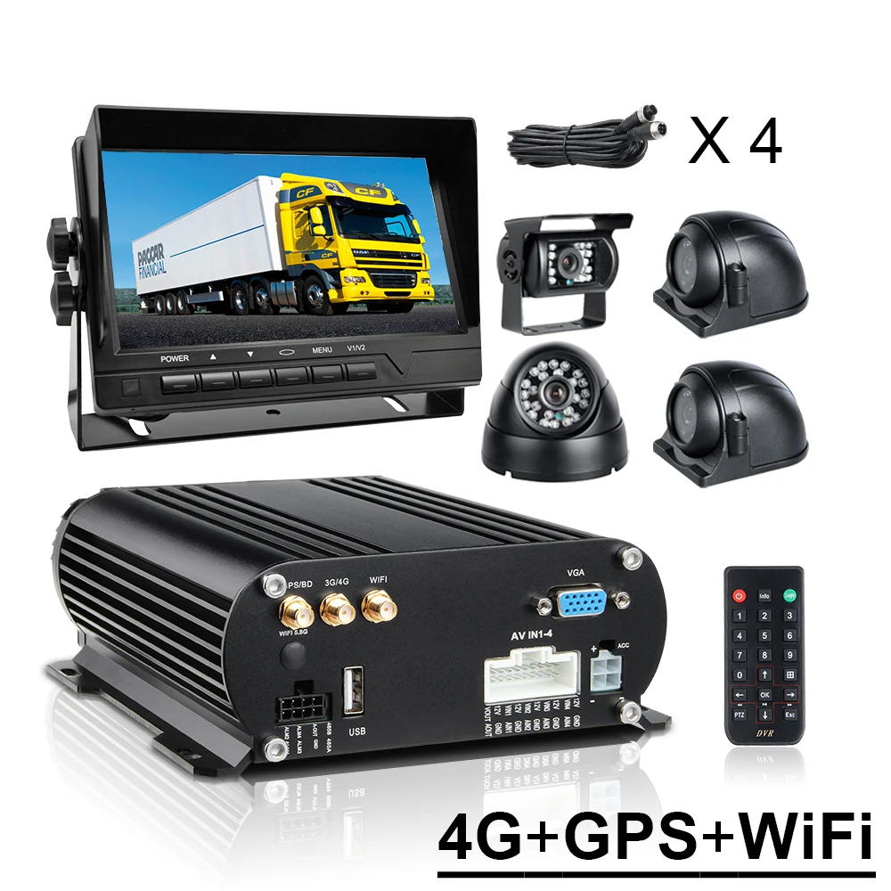 Мобильный dvr Kit 4CH 2 ТБ HDD 1080P 4G GPS Wifi автобус наблюдение такси видео рекордер с 4 шт. AHD