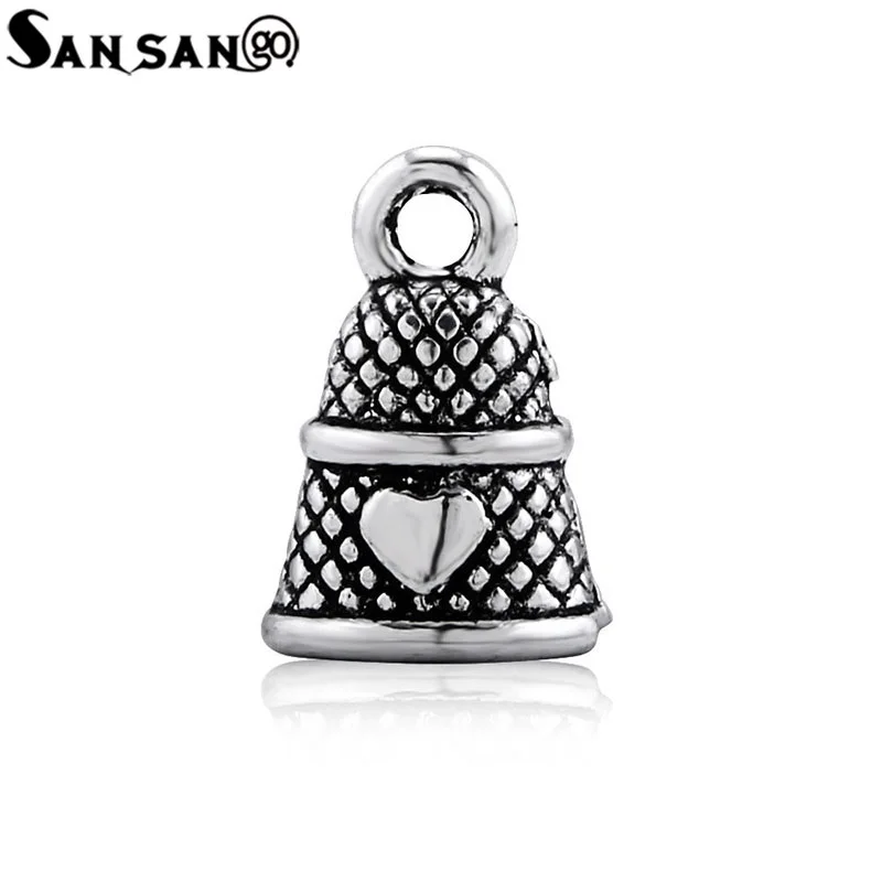 

10pc 10x10mm THIMBLE WITH HEART SEWING NEEDLEWORK Charms 3D Alloy Pendant Bead For Jewelry Making DIY Accessories