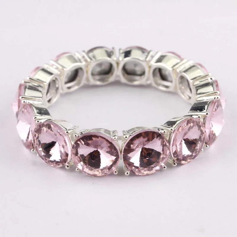 Silver Pink ZWPON новые эластичные призматические кристаллы точечные браслеты для женщин трендовые Золотые Регулируемые вдохновляющие браслеты ювелирные изделия - Окраска металла: Silver Pink