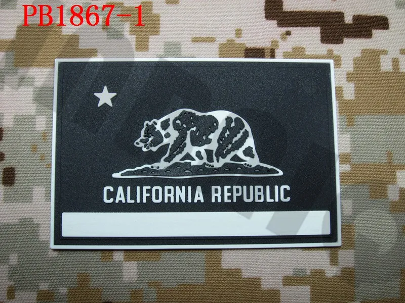 PB1867 Luminous 3D ПВХ патч США California Флаг Тактический военный боевой Резиновый патч - Цвет: PB1867 Luminous