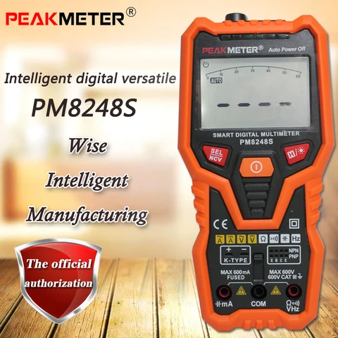 Цифровой мультиметр PEAKMETER PM8248S, интеллектуальный мультиметр с истинным среднеквадратичным значением, сопротивление/Емкость/частота/температура
