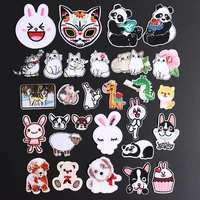 sheep cat panda cartoon animal embroidered patches for clothing diy stripes applique child rabbit stickers iron on patches badge
