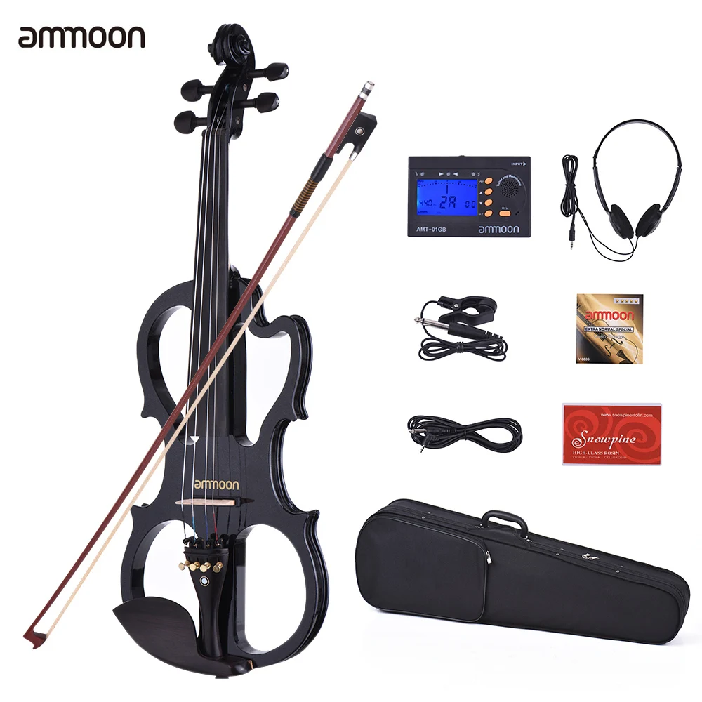 Ammoon VE 201 полный Размеры 4/4 бесшумный Электрический скрипки твердой древесины