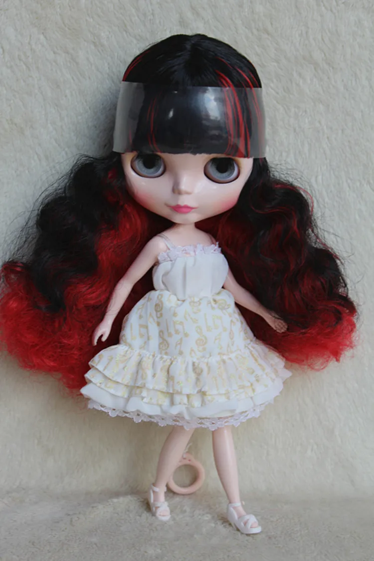 Кукла Blygirl Blyth с красной и черной челкой волосы Обнаженная кукла обычное тело 7