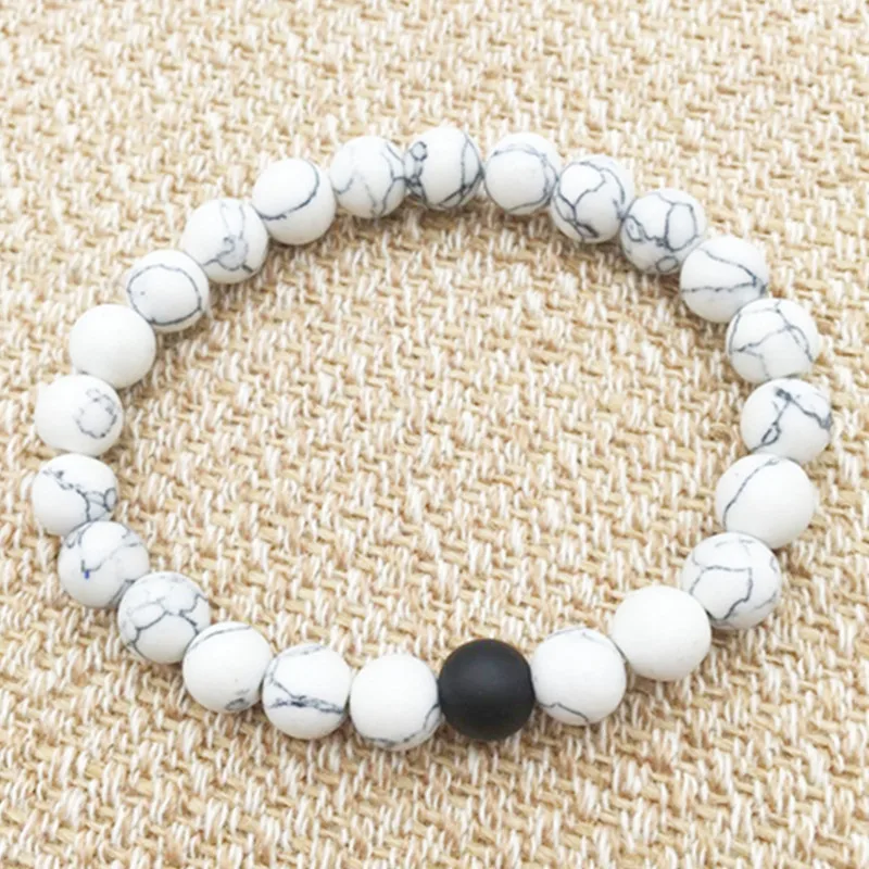 2 шт./компл. пары расстояние браслет натуральный камень белый и черный Инь Ян