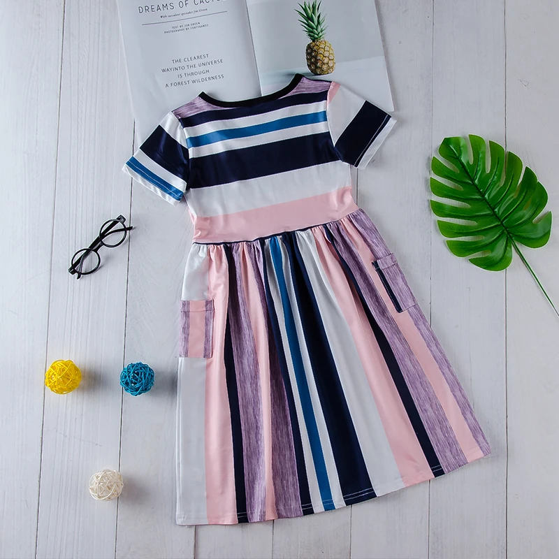Baby Girl Summer Long Dress Colorful Striped For Children Beachwear Clothes | Детская одежда и обувь