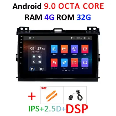 64G DSP Android 9,0 ips Автомобильный gps для Toyota LAND CRUISE Prado 120 2003-2009 Lexus GX470 Мультимедиа Навигация стерео радио без DVD - Цвет: 4G 32G NO CANBUS-DSP