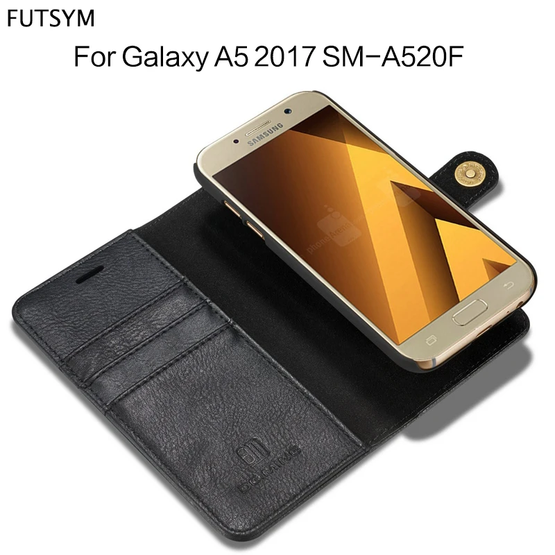 Магнитный съемный кожаный чехол для samsung Galaxy A5 2017 Чехол кошелек A520 SM A520F защитная