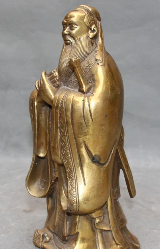 WBY---607+++10&quot Chinese Famous History Bronze Confucius philosopher Kong Zi KongZi Statue | Дом и сад