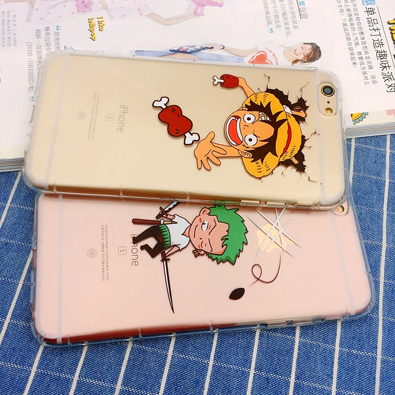 antiknock air bag One Piece Luffy zoro cartoon TPU silicone clear case for iphone X XS max XR 5 5s 5g 6 6s s 7 8 plus cases |