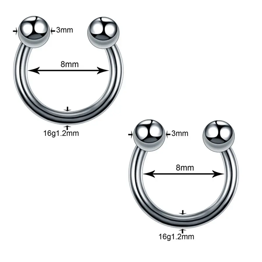 Style15 2 шт стальных сегментных колец, пирсинг, пирсинг ушей, пирсинг Orelha Helix, губы, Лабрет, пирсинг носа, Ушная перегородка, ювелирные изделия - Окраска металла: Style15