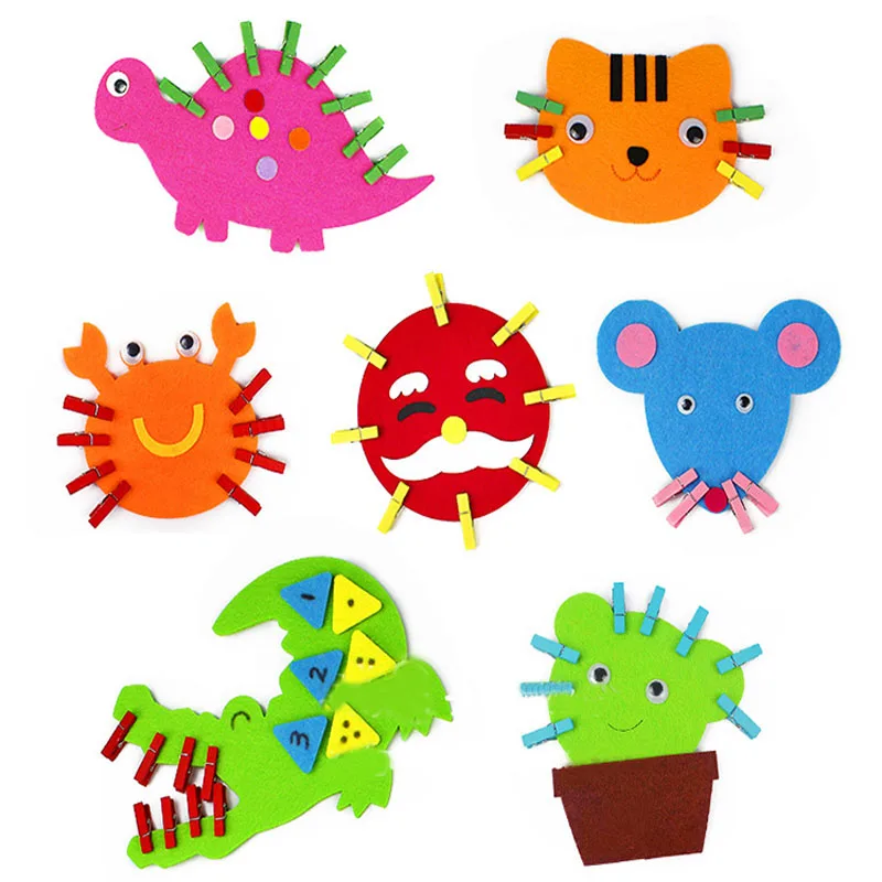 Amazing 6 Designs Clip Animals Sun Snowman Kids Early Learning Felt Fabric Children handmade Nonwoven Decoration DIY | Дом и сад