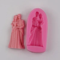 art craft gift soap mold silicone candle fondant sugar cake decoration tool groom and brides wedding dress mould
