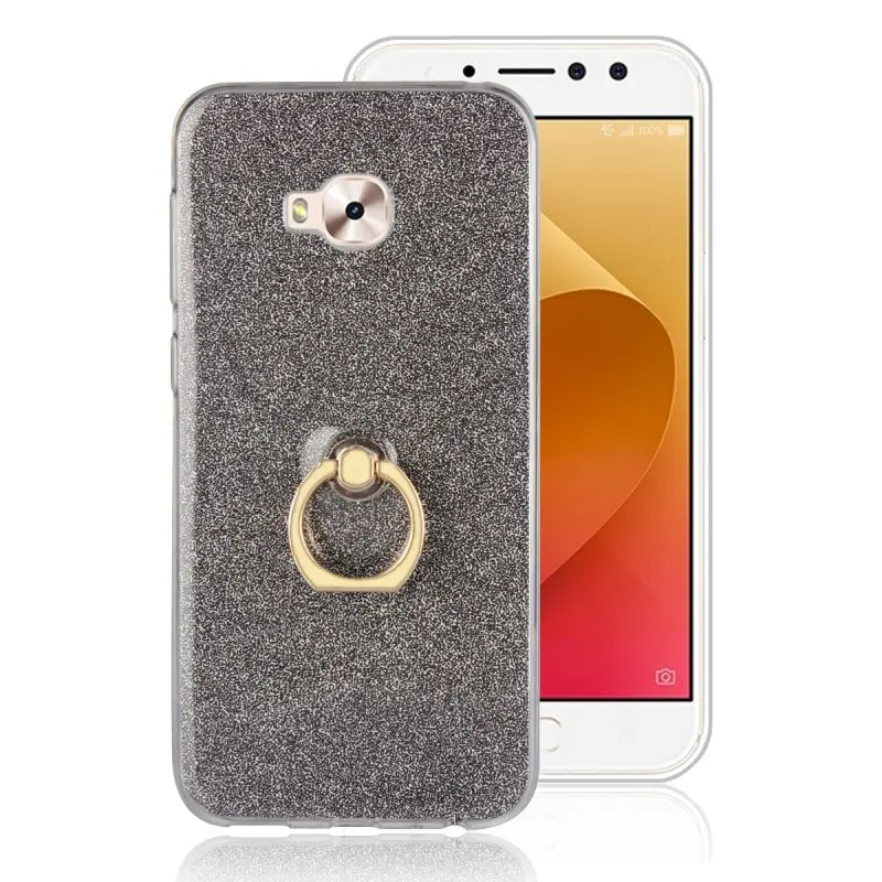 Luxury Ring Holder Case for Asus Zenfone 4 Selfie Pro ZD552KL Glitter Silicon TPU Gel Back Cover Grip Capinhas Coque Etui Hoesje |