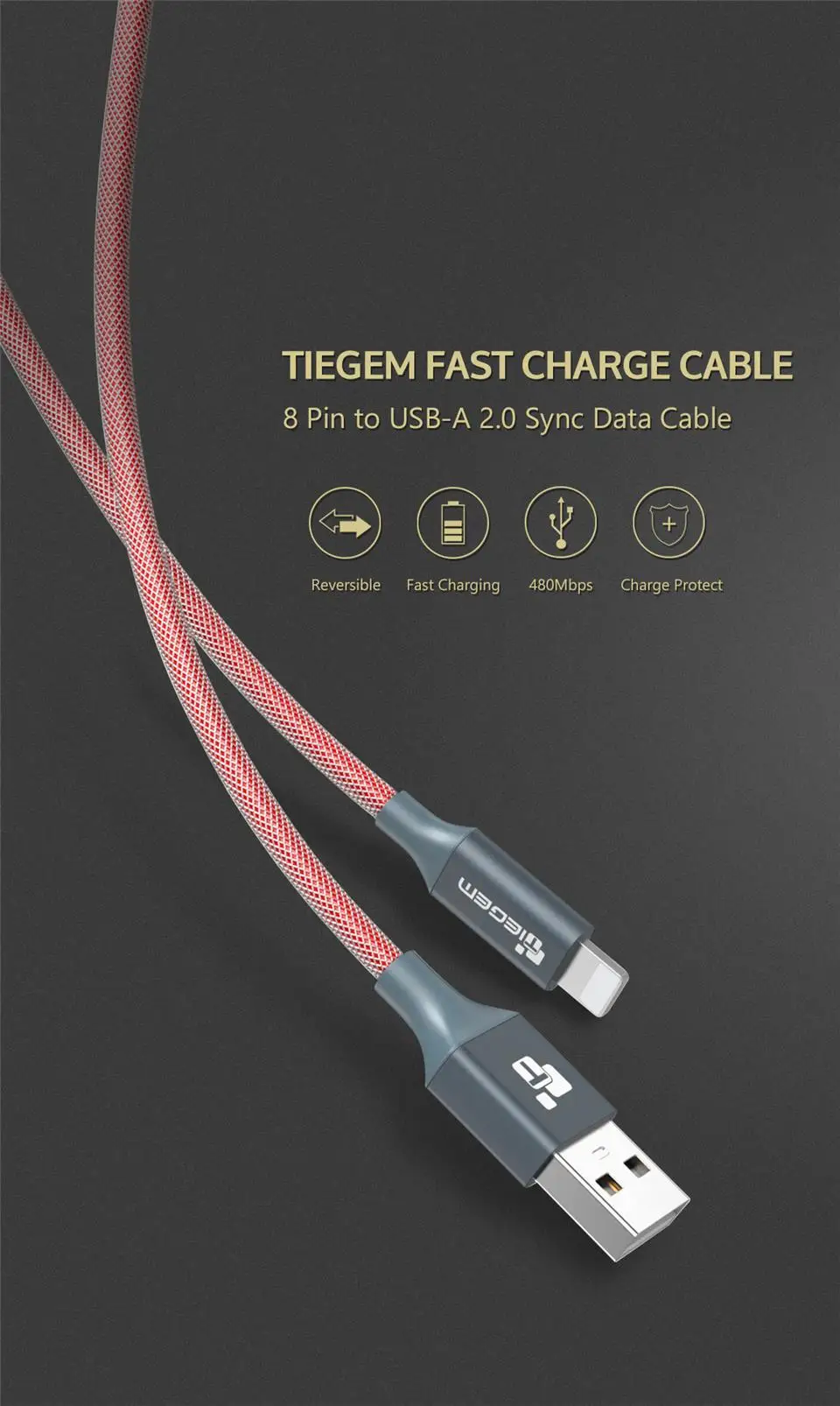 TIEGEM 2A USB Зарядное устройство кабель для iphone 5 5s 6 8 7 Plus X iOS 9 10 1/2/3 м нейлоновый быстрой зарядки Кабели для ipad аксессуары для мобильных телефонов