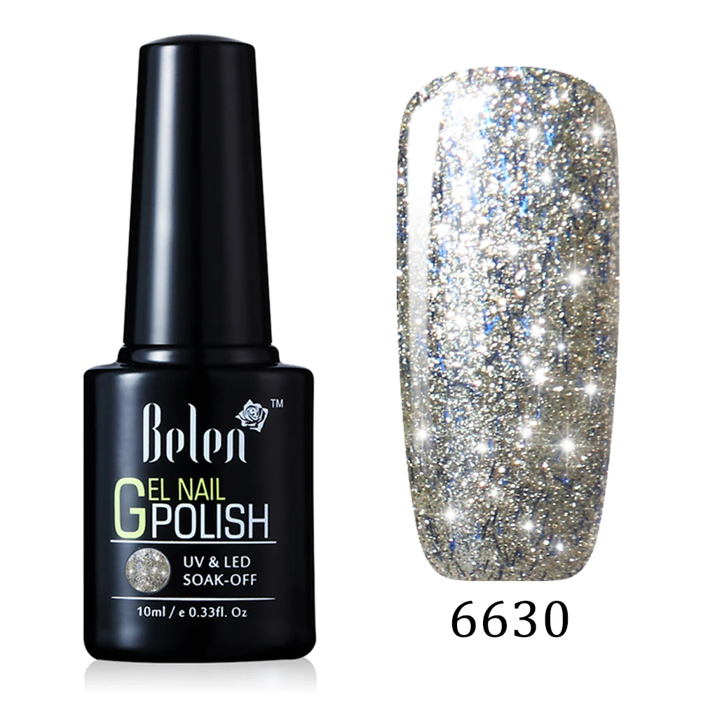 6630 Belen 10 мл УФ гель лак для ногтей Лаки Супер Bling гель лак Vernis Soak Off полу постоянный длительный База Топ - Цвет: 6630