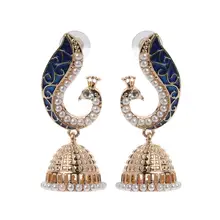 Ретро Индийский Болливуд кундан Павлин Jhumka Jhumki Висячие серьги цыганские украшения