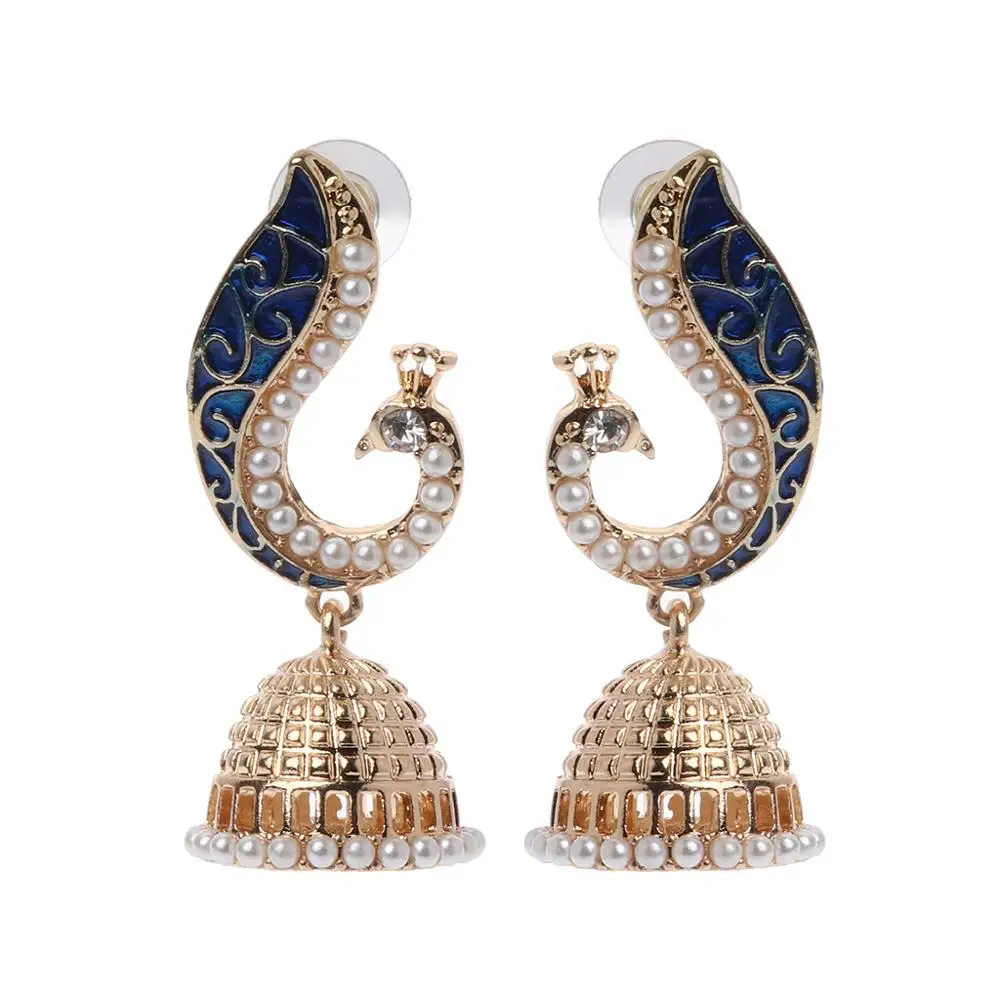 Ретро Индийский Болливуд Kundan Павлин Jhumka Jhumki висячие серьги|Серьги-подвески| |