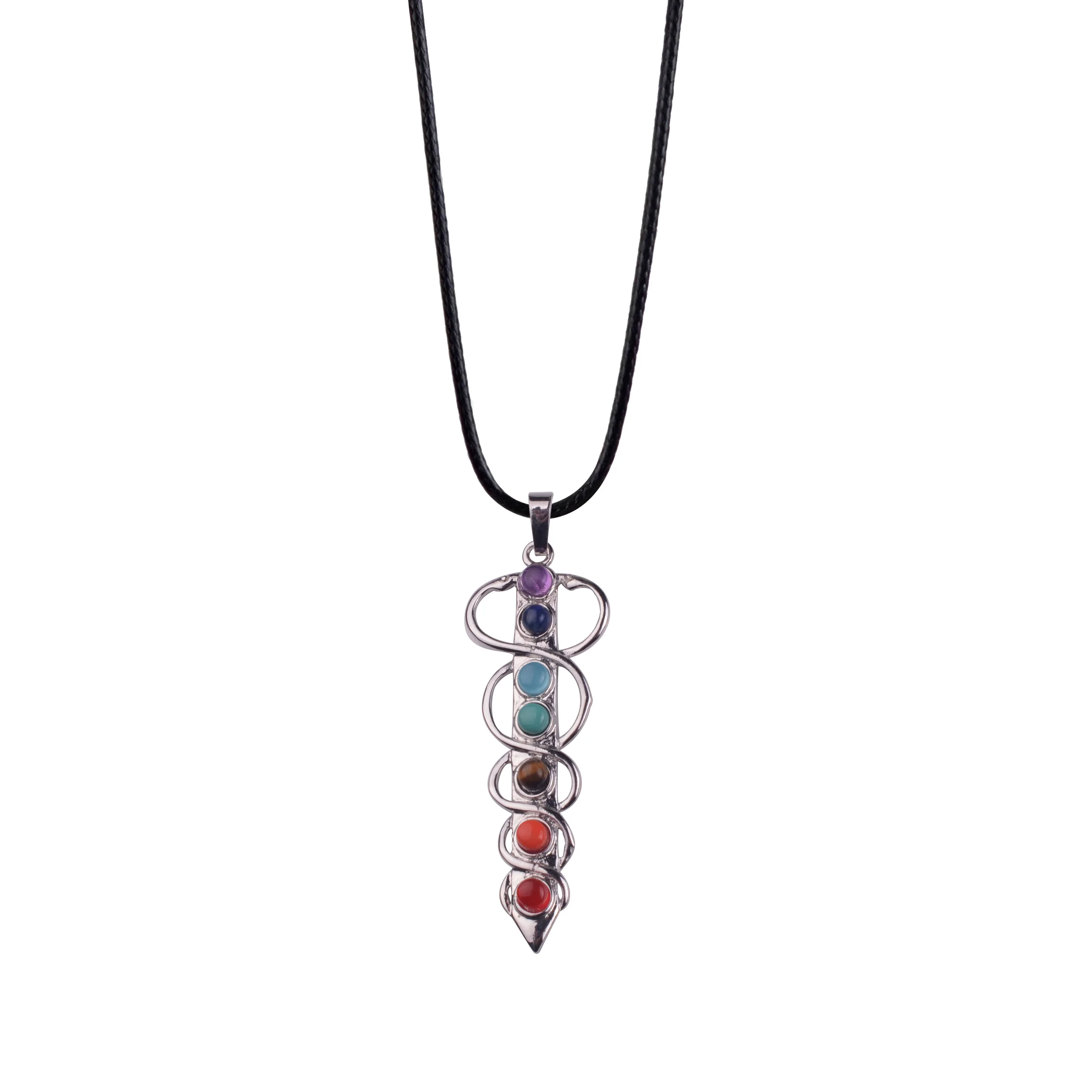 color 10 SEVENSTONE натуральный 7 чакра камень Йога Бохо прибытие цветок жизни Подвески символ рейки здоровье подвеска, амулет, ожерелье ювелирные изделия - Окраска металла: color 10