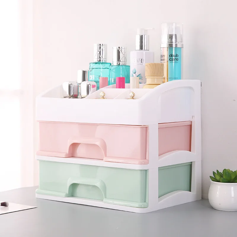 2 layer-color Ящик для косметики, коробка для хранения, настольный шкаф для хранения ювелирных изделий, отделочные ящики для хранения, прозрачный туалетный столик, полка - Цвет: 2 layer-color