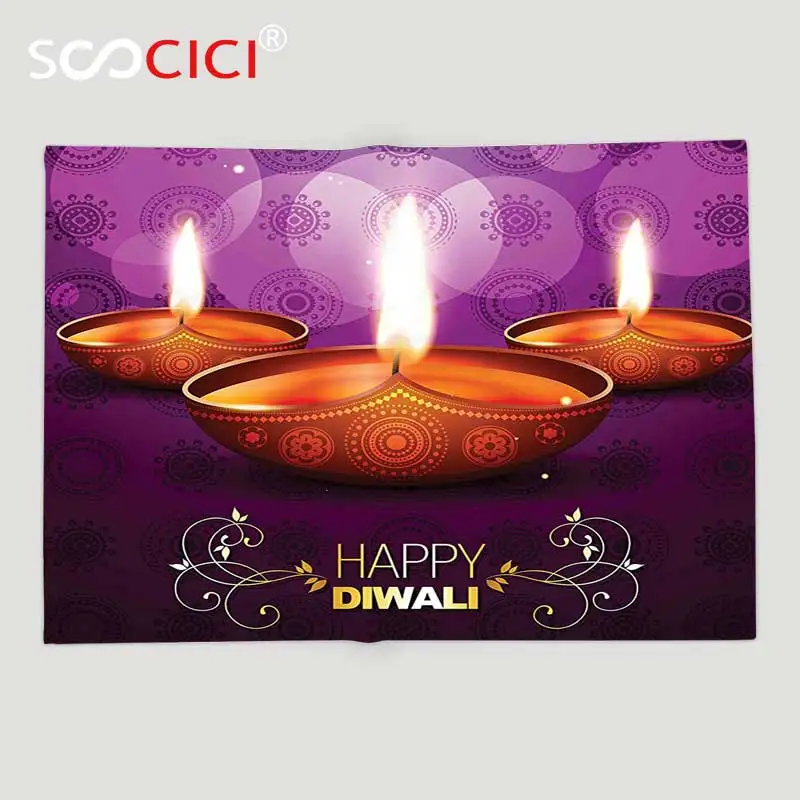 Пользовательские мягкие флисовые пледы одеяло Дивали Декор Индийский праздник