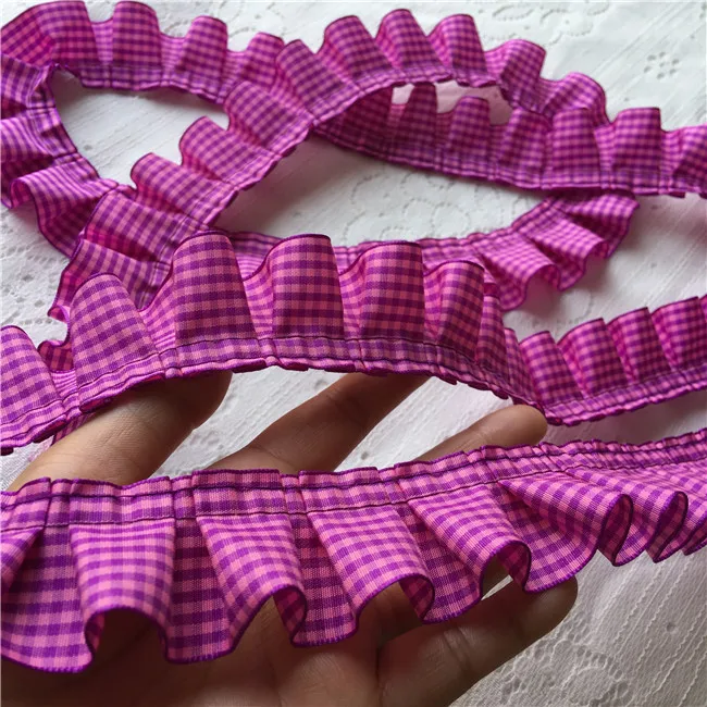Dark Purple 4 см широкая клетчатая плиссированная ткань тюль кружево рюшами Лента Край отделка для воротника аппликация диван шторы Diy Швейные гипюровые принадлежности - Цвет: Dark Purple