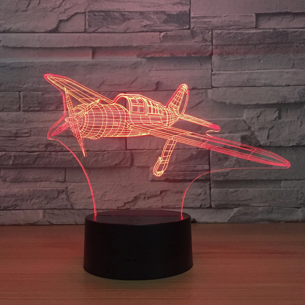 

Propeller Aircraft 3D Led Lamp 7 Color Night Lamps For Kids Touch Usb Table Lampara Lampe Baby Sleeping Nightlight Drop Shipping