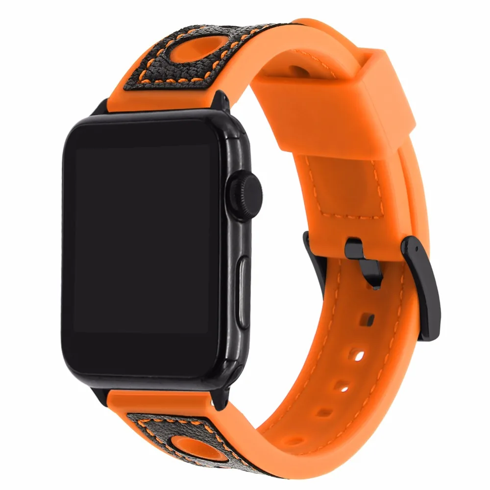 Bandream кожаный чехол и силиконовый резиновый ремешок для наручных часов iWatch версия