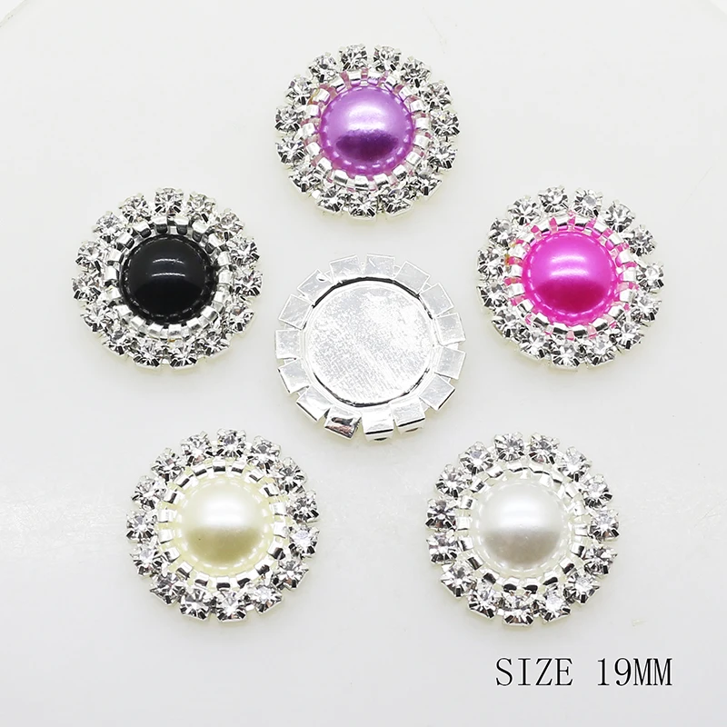 Круглые красочные алмазные жемчужные пуговицы со стразами 10 шт./компл. 19 мм