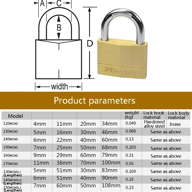 Настенный замок из твердой латуни водонепроницаемый для рюкзаков чемоданов