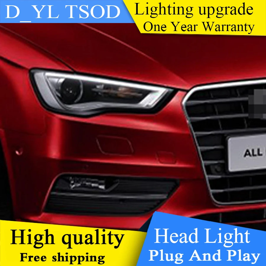 Автомобильный Стайлинг Головной фонарь чехол для Audi A3 2014-2017 фары светодиодные DRL