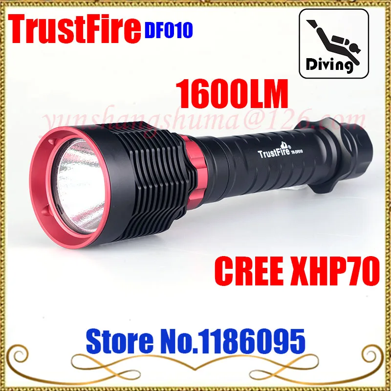 2016 Новый TrustFire TR DF010 светодиодный фонарик Дайвинг кри XHP70 1600 люмен 26650 Батарея