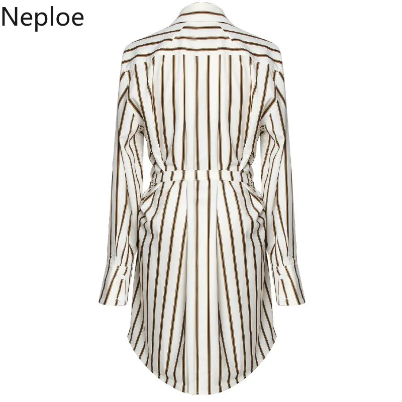 Neploe полосатые рубашки женские лето 2019 Новый отложной воротник с длинным рукавом