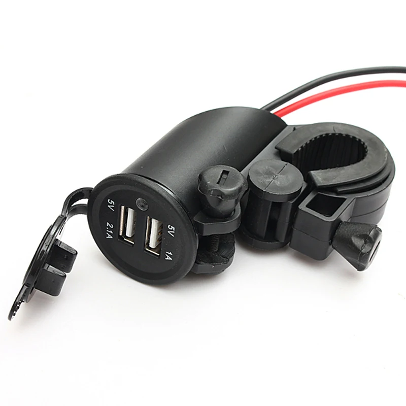 

12V Motorcycle Car Cigarette Lighter +Dual USB Charger Blue LED Light Plug Socket Charger Adapter Splitter Outlet F38