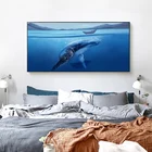 Скандинавский полотно с китами, синим морским и морским животным, Художественная печать, минималистичный стиль, детская арт-печать, аниме плакат, современный абстрактный Настенный декор