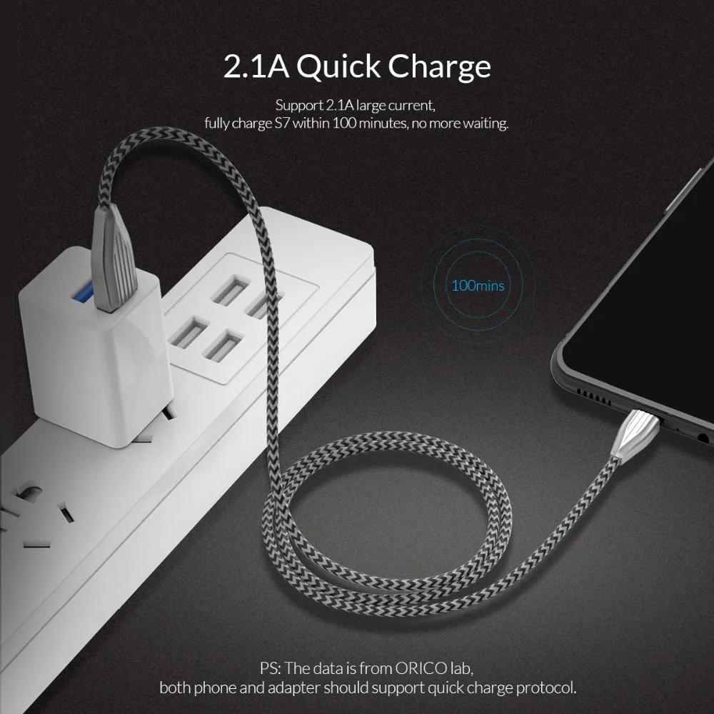ORICO 2.1A Type c микро USB кабель чемодан дизайн Быстрая зарядка для iPhone Samsung Huawei Xiaomi