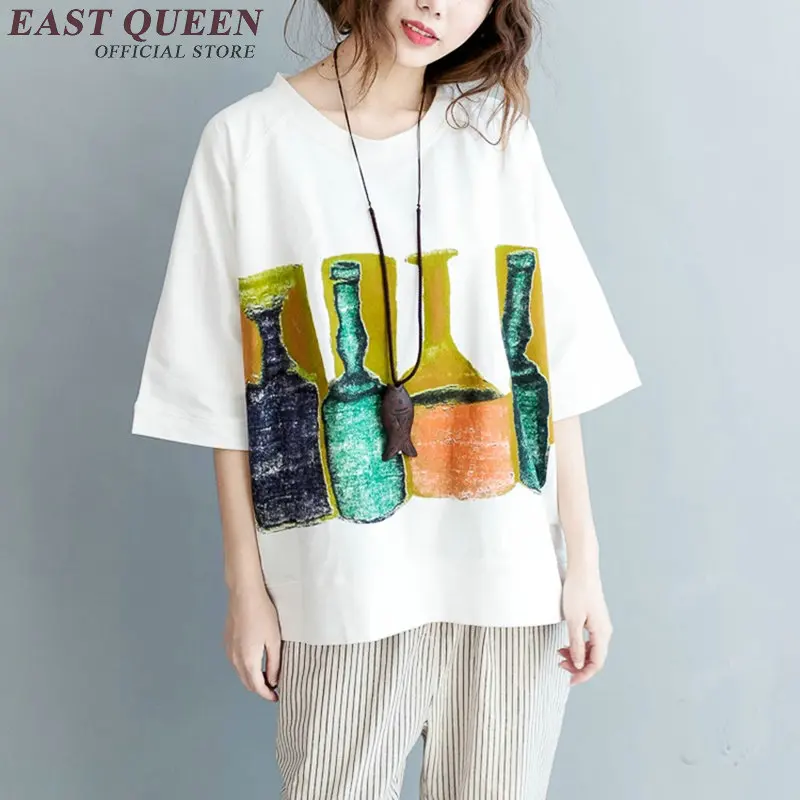 Русская Футболка женская художественная Рубашка льняная одежда 2018 новая рубашка