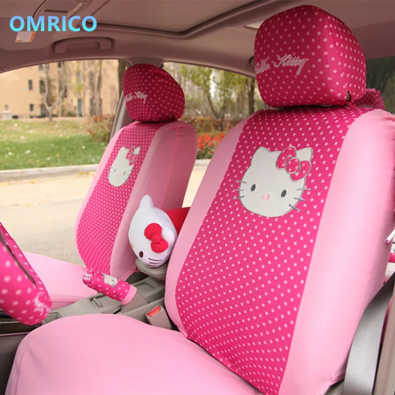 1 Компл./10 Шт. Cute Hello Kitty Комфортно Розовый Сиденье Автомобиля Включает