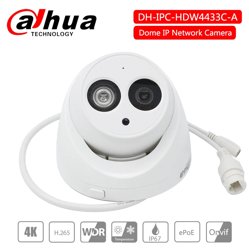 Dahua 4MP 6MP POE IP камера IPC HDW4433C A HDW4631C ик встроенный микрофон H.265 сетевая