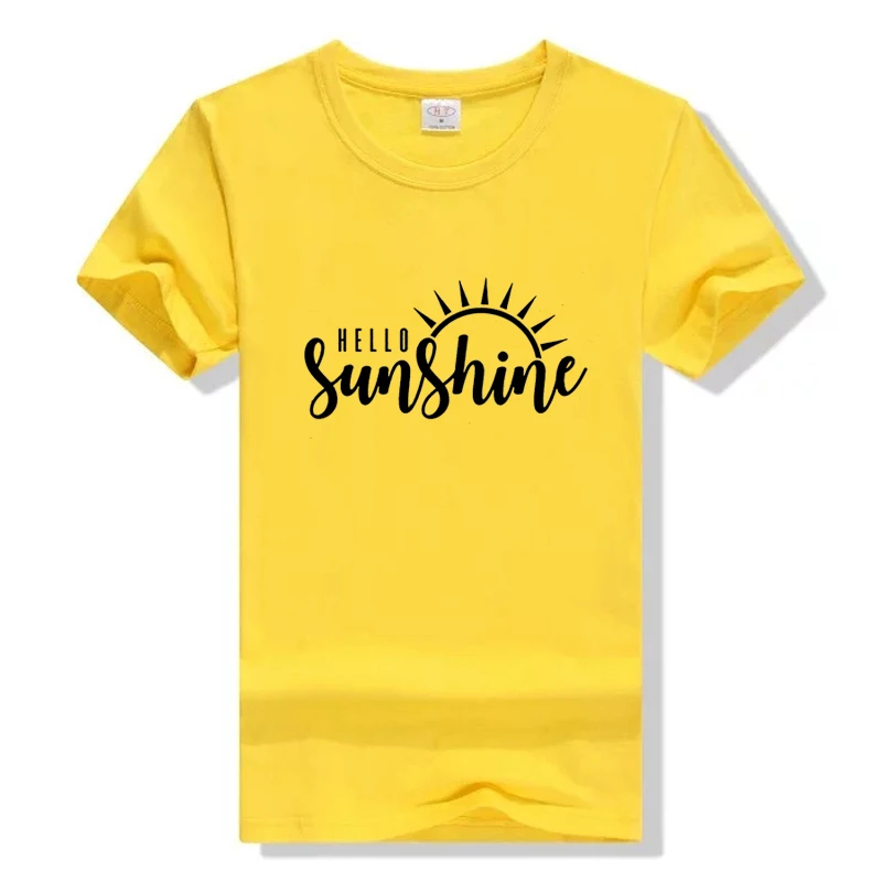 Защита от солнца футболка Hello Sunshine женская хлопок Графические футболки размера