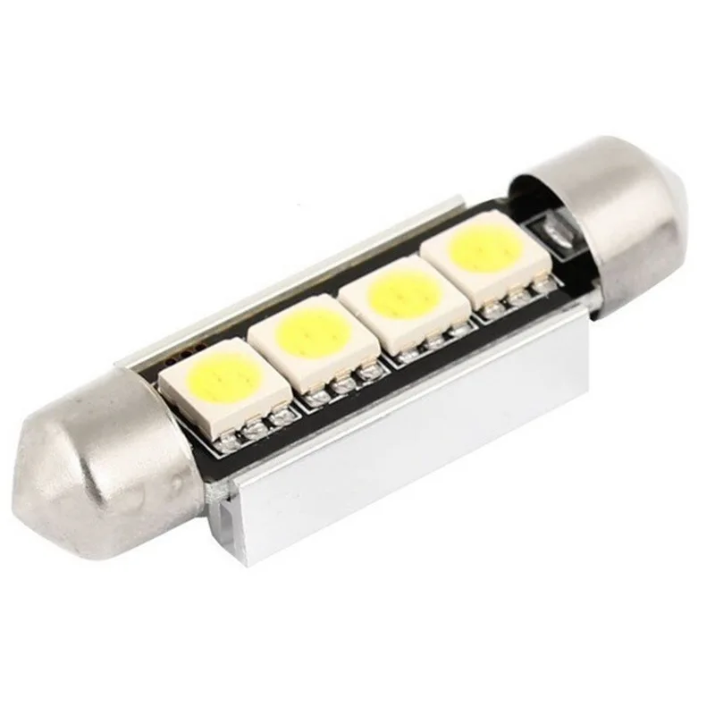 10 шт. 42 мм 4SMD 4 SMD 5050 LED для CANBUS без ошибок гирлянда лампа автомобиля номерной знак